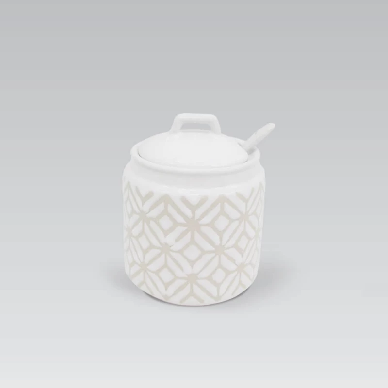 Recipient pentru zahar Maestro MR-20033-09, 9 cm, 320 ml, Ceramica, Alb, Bej