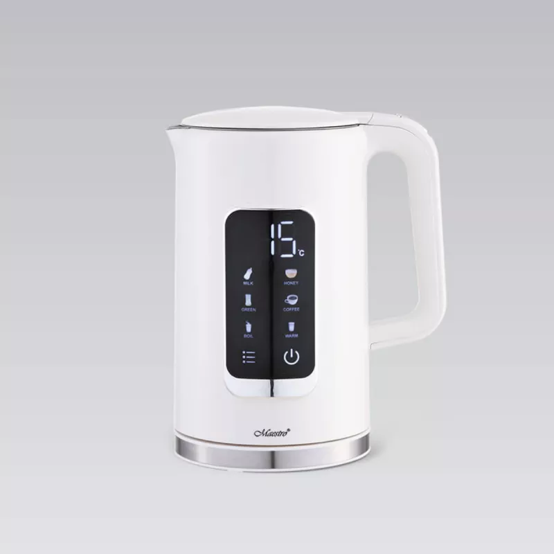 Электрочайник Maestro MR-024 Цифровой, двойной корпус, 1.7 л, 2200 Вт, Белый