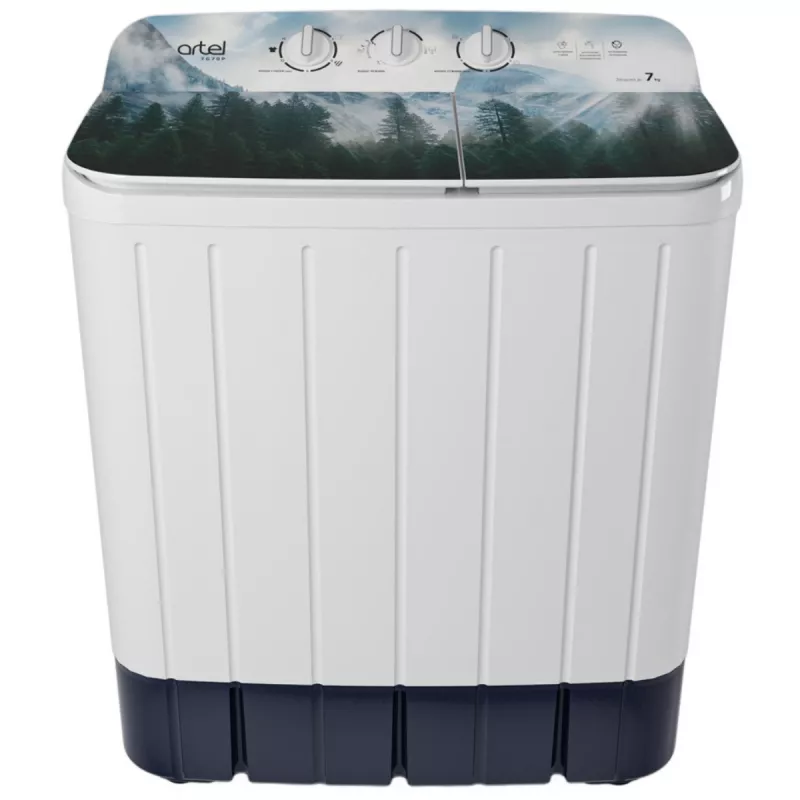 Masina de spalat rufe semiautomata ARTEL TG 70 P NATURE 01, 7 kg, 1300 rpm, Alb, Albastru, A