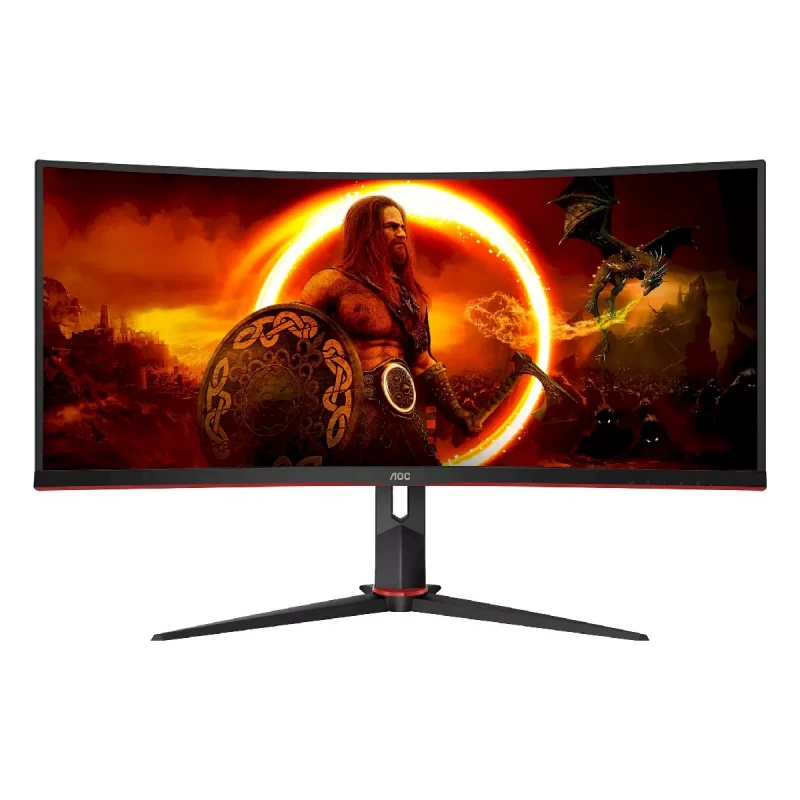 Monitor AOC 34.0" VA LED CU34G2XP/BK Curved Black, 1ms, 4000:1, 21:9, 300cd, 3440x1440, 178°/178°, 2 x HDMI2.0, 2 x DisplayPort, USB-C (Data), Refresh Rate 180Hz, Curvature 1800R, USB Hub: USB3.0 x 4, Height Adjustment, Audio Line-out, VESA