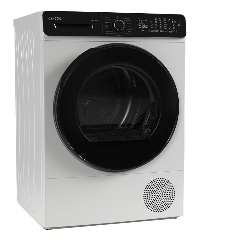Masina de uscat rufe OZON DO9PC5GDI, Standard, 9 kg, 9 programe, Alb, Negru