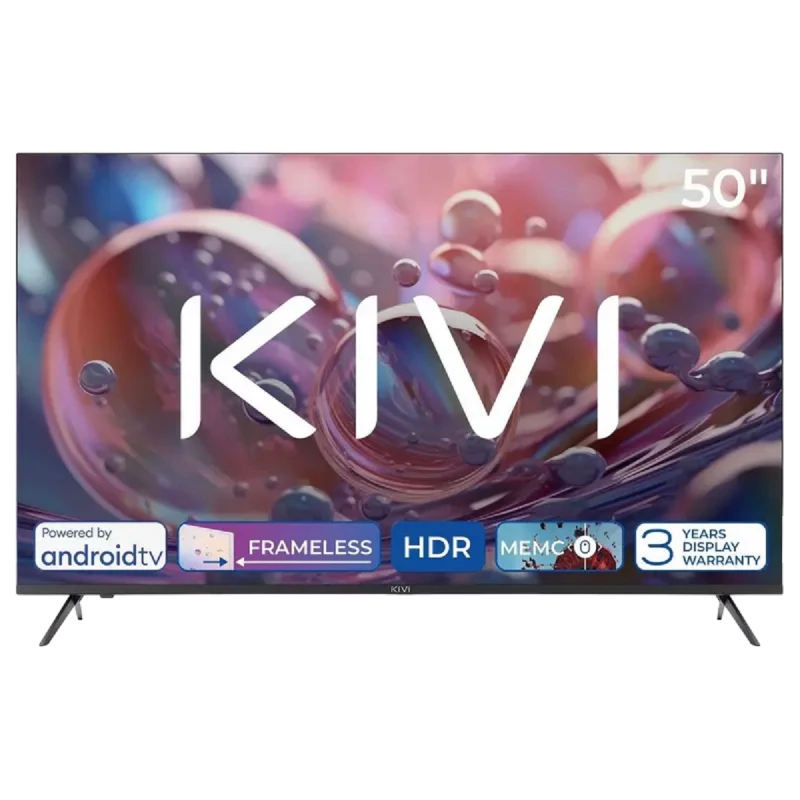 Televizor KIVI 50" LED SMART TV 50U760QB, REAL 4K, BLACK, MVA, 3840x2160 4K UHD, SMART TV (Android TV), Wi-Fi 5G, Headphone jack 3.5 mm, 4х HDMI 2.1, 2х USB, Bluetooth 5.1, DVB-T/T2/C, Sound by JVC, Speakers 2x12W Dolby Audiol, BT+I