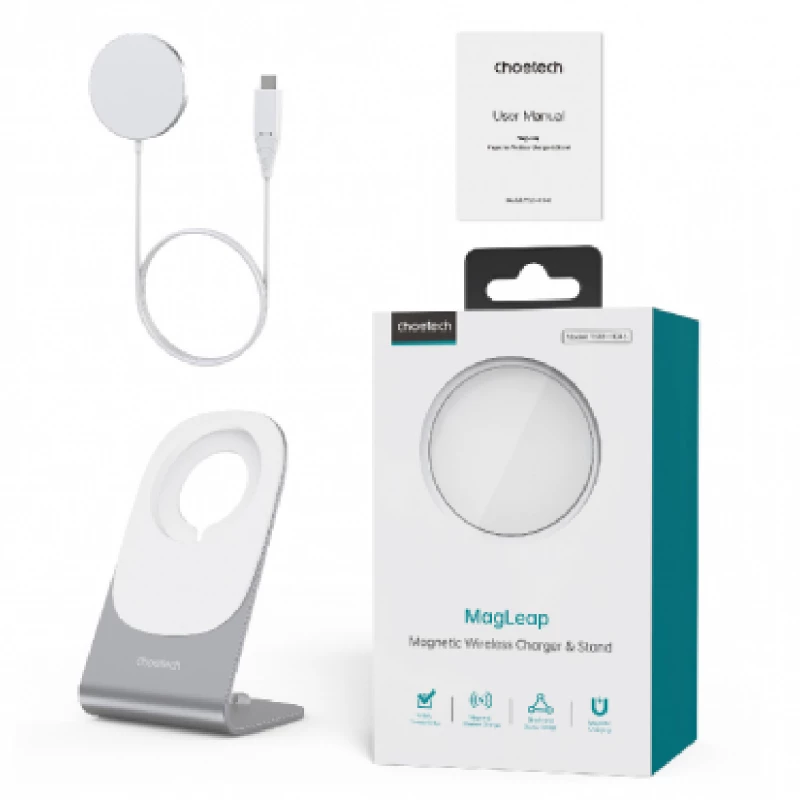 Wireless charger Choetech MAGNETIC CHARGER STAND, H046 + T518-F, WHITE