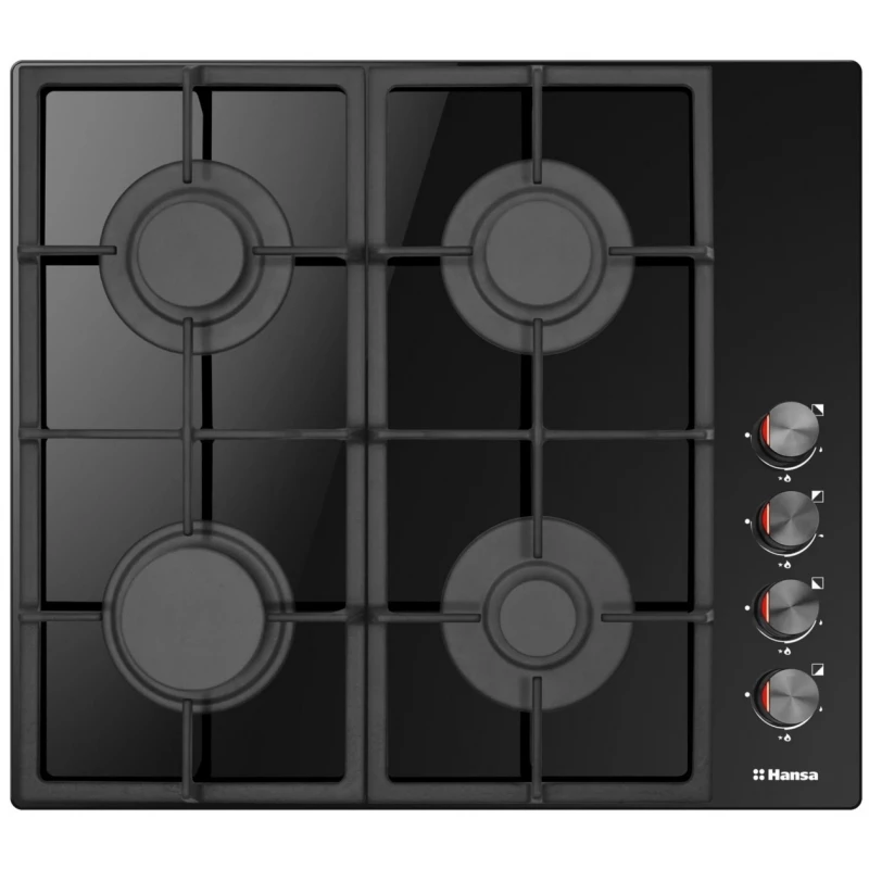 Plita incorporabila cu gaz HANSA BHKS620531, 4 arzatoare, Sticla, Negru