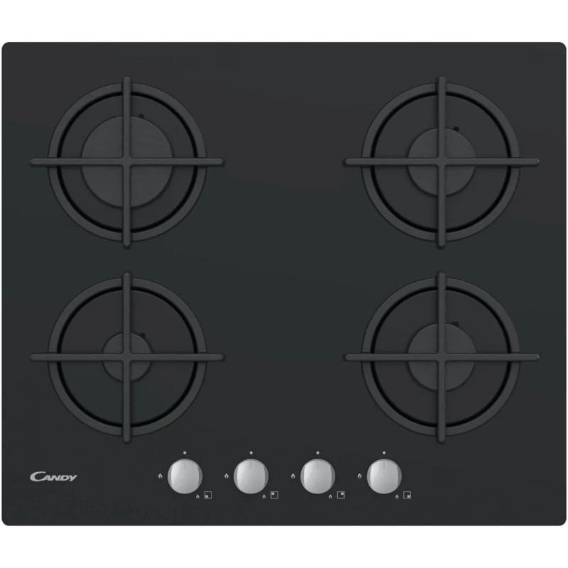 Plita incorporabila cu gaz Candy CSG6B/4U2, 4 arzatoare, sticla calita, negru