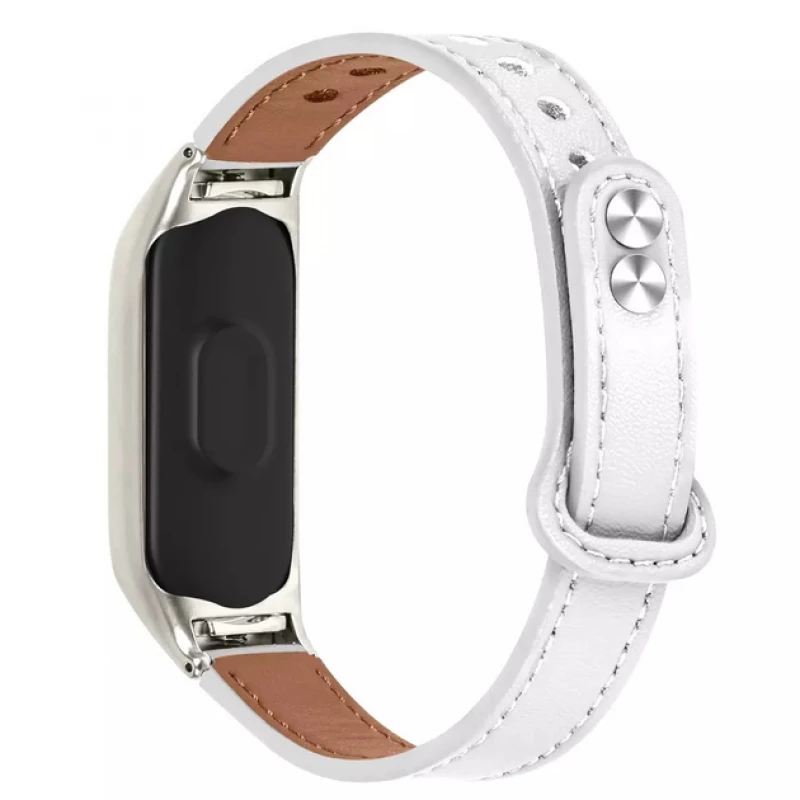 Bratara pentru ceas AMAZFIT STRAP LEATHER SMART BAND 7 WHITE
