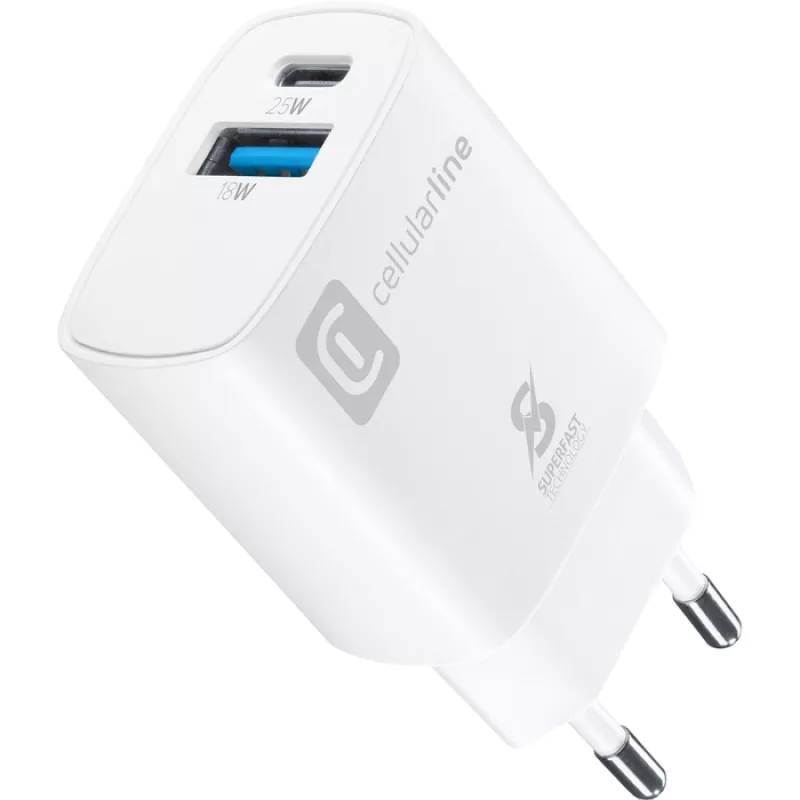Incarcator Cellular Line Wall Charger, Dual PD, 25W, for Samsung, White