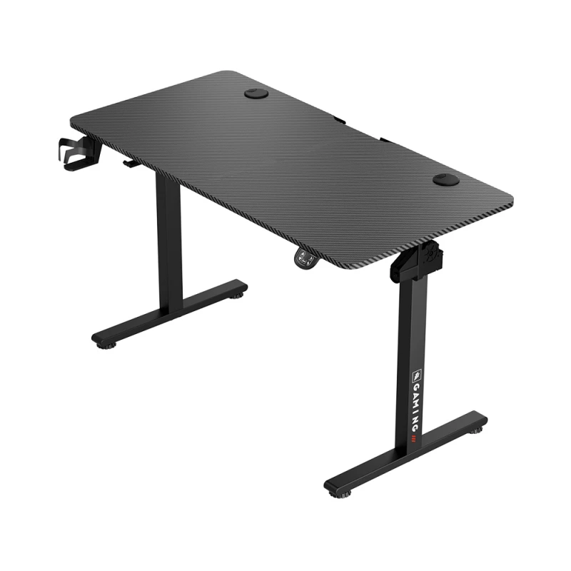 Геймерский компьютерный стол 1STPLAYER MOTORIZED GAMING DESK  MOTO-C 1260, 75-120 CM ELECTRIC LIFT HEIGHT, MAX LOAD 80 KG, 18MM P2PB CARBON FIBER BOARD, ALUMINIUM LEGS, HEADPHONE HOOK & CUP HOLDER & WIRE CLIP, CABLE MANAGEMENT, 120*60*(75-120)CM, BLACK