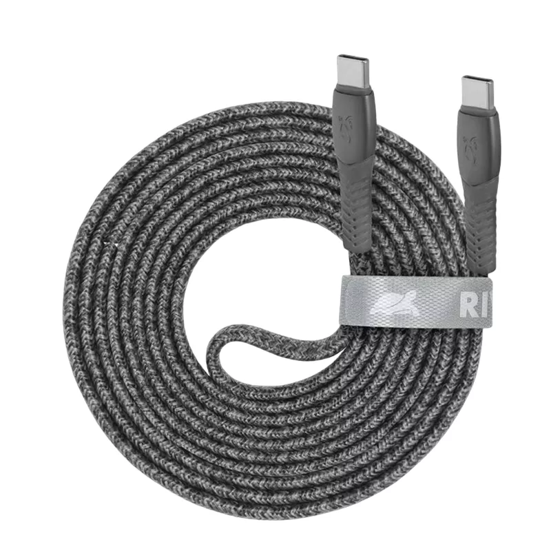 Cablu Rivacase TYPE-C TO TYPE-C PS6105 GR21, NYLON BRAIDED, 2.1M, GRAY