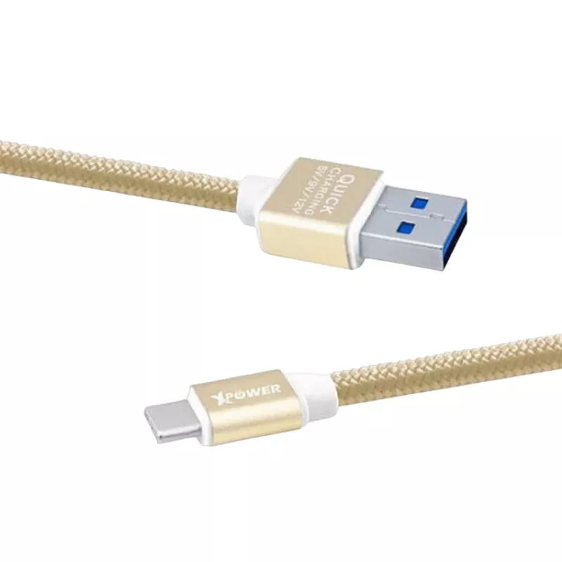 Кабель Xpower Type-C, Nylon, Gold