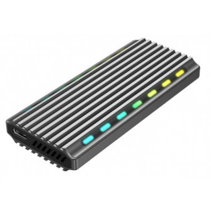 Carcasa externa pentru HDD/SSD GEMBIRD USB ENCLOSURE FOR M.2 NVME DRIVES, USB 3.1 GEN 2 (10 GBPS), RGB LED BACKLIGHT, ALUMINUM