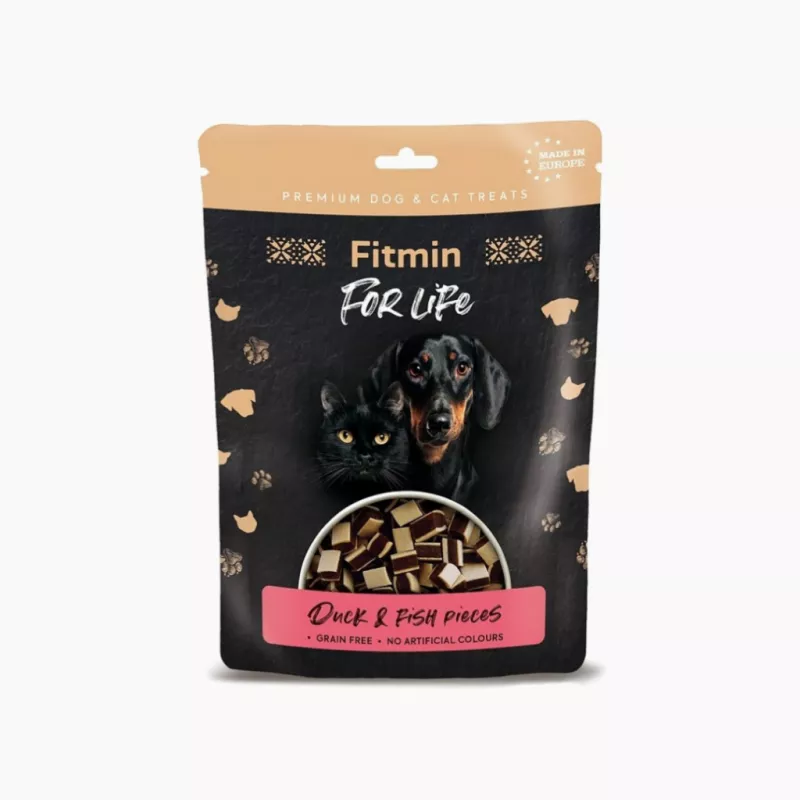 Snackuri pentru câini Fitmin FFL DOG & CAT DUCK & FISH PIECES 70G