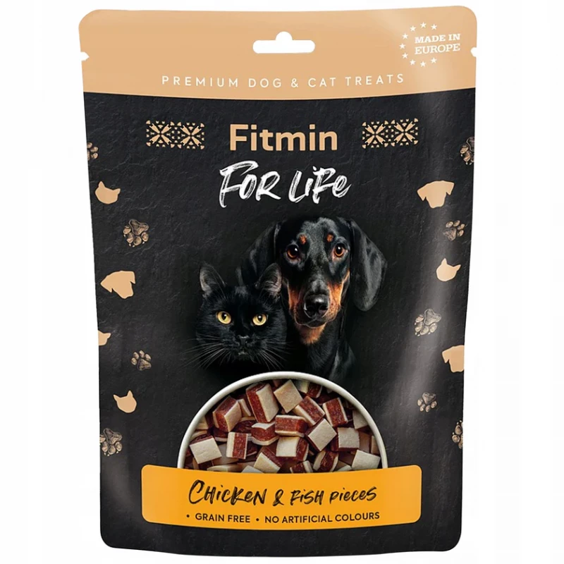 Snackuri pentru câini Fitmin FFL DOG & CAT TREAT CHICKEN & FISH PIECES 70G