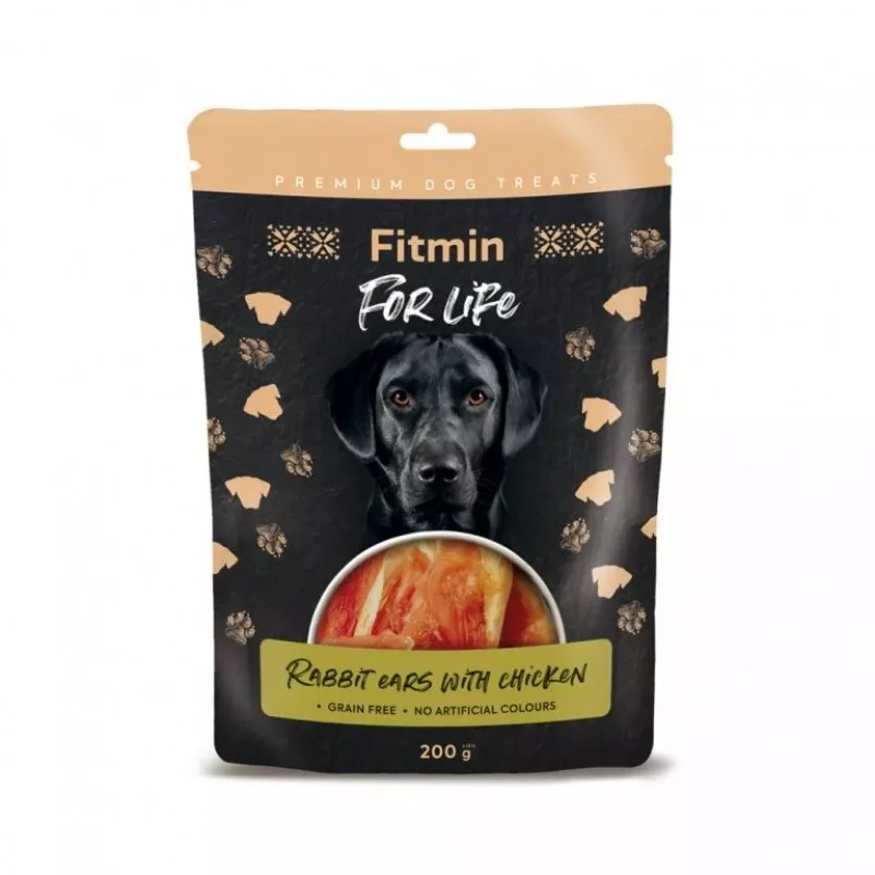 Snackuri pentru câini Fitmin FFL DOG TREAT RABBIT EARS WITH CHICKEN 200G