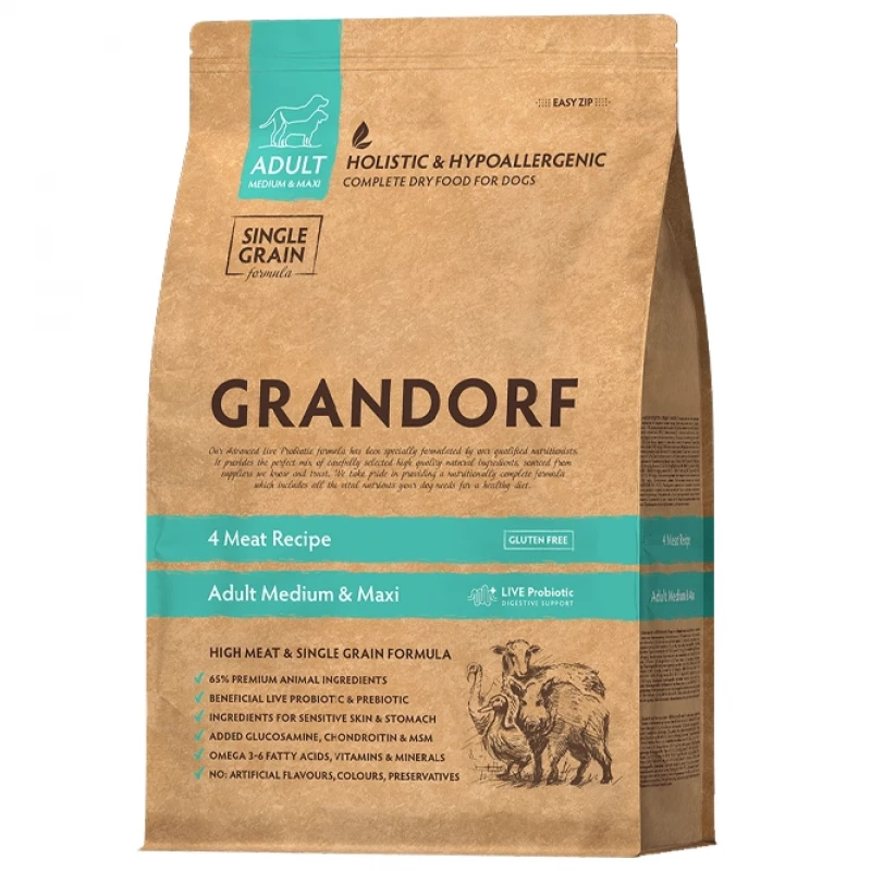Сухой корм GRANDORF Grandorf 4 Meat Med&Maxi, 3 kg