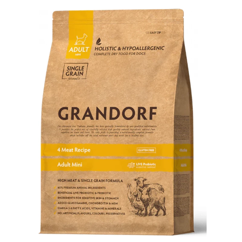 Hrana uscata GRANDORF 4 MEAT ADULT MINI, 1 kg