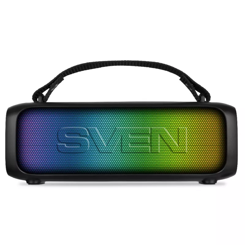 Boxa SVEN PS-235 BLACK, BLUETOOTH PORTABLE SPEAKER, DYNAMIC SWITCHABLE RGB BACKLIGHT, 12W RMS, FM TUNER, USB TYPE-C, TWS, BUILT-IN LITHIUM BATTERY - 1500 MAH, ABILITY TO CONTROL THE TRACKS, AUX STEREO INPUT