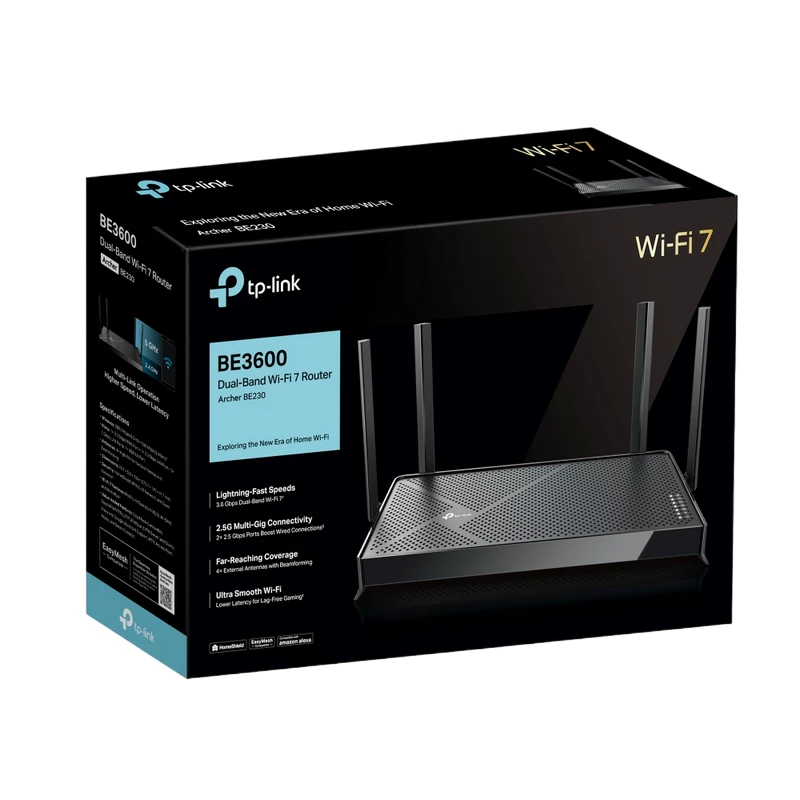 Router wireless TP-LINK WI-FI 7 DUAL BAND  ROUTER, "ARCHER BE230", 3600MBPS, OFDMA, MLO, 1X2.5G WAN, 1X2.5G LAN, 3XGBIT LAN, EASYMESH