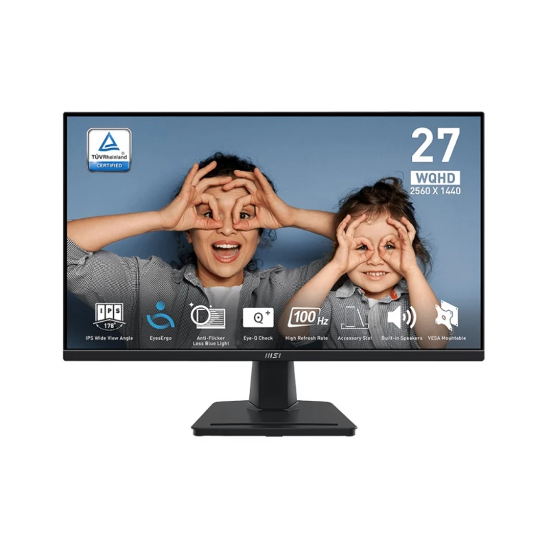 Monitor MSI 27.0" MSI IPS LED PRO MP275Q Black (1ms, 1300:1, 300cd, 2560x1440, 178°/178°, 2 x HDMI2.0, DisplayPort, Adaptive Sync, Refresh Rate 100Hz, HDR, Audio Line-out, Speakers 2 x 2W, VESA)