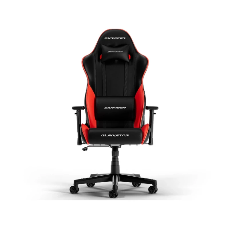 Fotoliu Gaming DXRacer GAMING/OFFICE CHAIR  GLADIATOR-23-L-NR-X1, BLACK/RED, GASLIFT CLASS 4, PREMIUM PVC LEATHER, MAX WEIGHT UP TO 150KG / HEIGHT 180-200CM, FULL TILT, RECLINE 90°-135°, 3D ARMRESTS, HEADREST AND LUMBAR CUSHIONS, 6 CM PU CASTER, W-22,15 KG