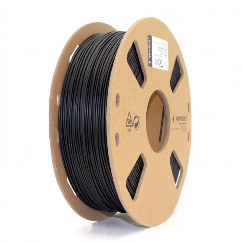 Filament GEMBIRD TPE FLEXIBLE FILAMENT, BLACK, SPECIAL THERMOPOLYMER ALLOWS TO OBTAIN MATERIALS SIMILAR TO RUBBER, 1.75MM, 1KG