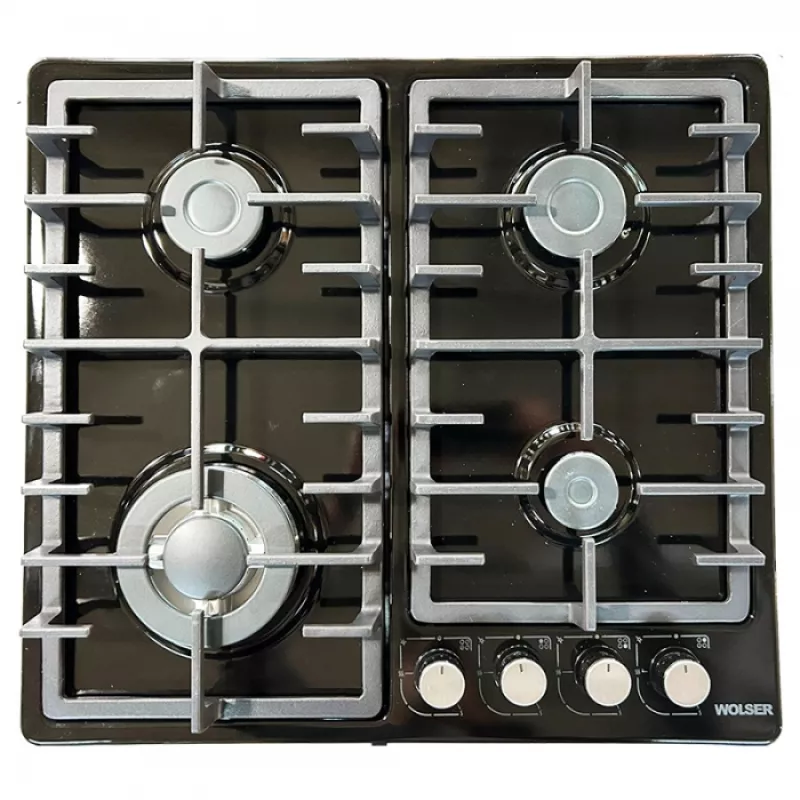 Plita incorporabila cu gaz WOLSER WL-TR 6400 SHINY BLACK TURBO FFD, Black