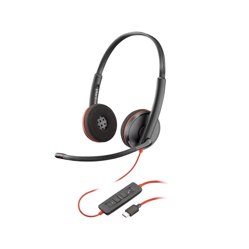 Наушники проводные с микрофоном Poly Poly Blackwire 3220 Stereo USB-C Headset +USB-C/A Adapter (Bulk), Microphone noise-canceling, SoundGuard, DSP, Receive output from 20 Hz–20 kHz, Microphone 100 Hz–10 kHz, Call answer/ignore/end/hold, redial, mute, volume +/-, OEM, CABLE LENGTH 154 cm
