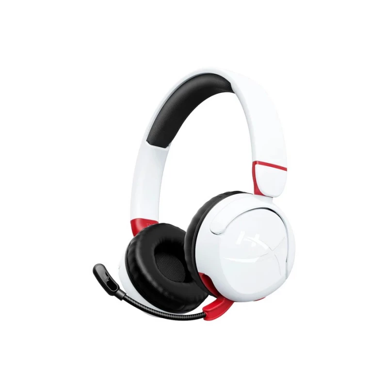 Игровые наушники HyperX BLUETOOTH + WIRED HEADSET HEADSET  CLOUD MINI, WHITE/RED, ROTATING EARCUPS, MICROPHONE BUILT-IN, RECOMMENDED FOR GAMERS AGES 8-12, VOLUME LEVEL BELOW 85DB, FREQUENCY RESPONSE: 20HZ-20KHZ, BT5.2 + DETACHABLE 3.5 JACK (1.3M) BRAIDED CABLE