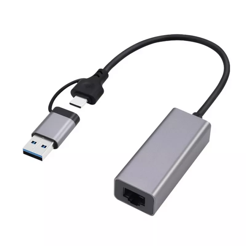 Adaptor de retea GEMBIRD A-USB3AC-LAN2G-01, USB 3.1 2.5G GIGABIT NETWORK ADAPTER, CHIPSET RTL8156B, USB TYPE-A + TYPE-C COMBO-CONNECTOR, SPACE GREY