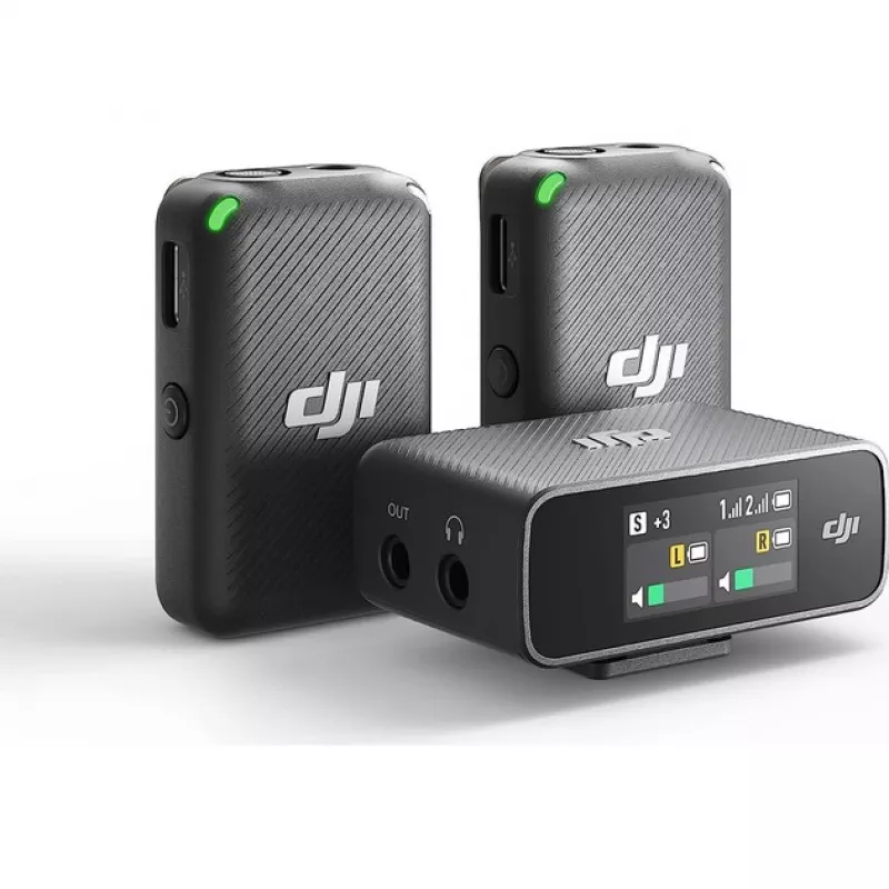 Accesorii drone DJI (922588)  MIC KIT MICROPHONE WIRELESS (2TX+1RX), 2X MICROPHONES, 1X RECEIVER, 1X CHARGER, 0.95" OLED TOUCHSCREEN, WIRELESS, OMNIDIRECTIONAL, ACTION RANGE 250M, 14 HOURS OF BUILT-IN STORAGE, MICROPHONE AUTONOMY 5.5H, RECEIVER AUTONOMY 5H