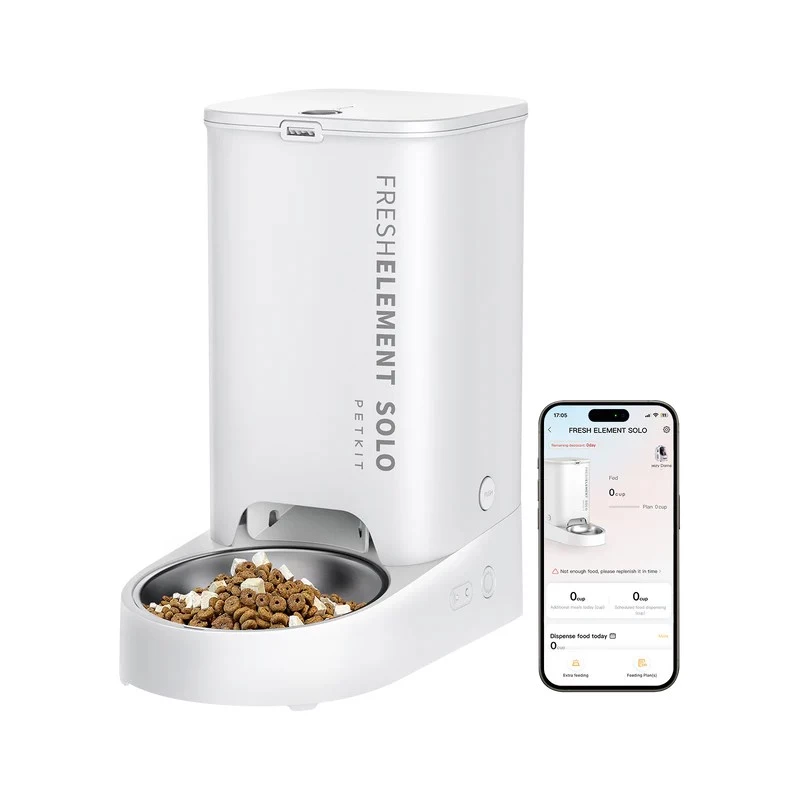Кормушка для животных Petkit FRESH ELEMENT SOLO SMART PET FEEDER, WI-FI AND BLUETOOTH CONNECTION, 304 STAINLESS STEEL, CAPACITY: 3L, NORMAL DRY FOOD, FREEZE DRIED FOOD, APP CONTROL, DUAL-POWER SYSTEM, SIZE 316*167*296MM, WHITE