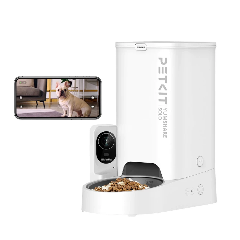 Hranitor pentru animale Petkit YUMSHARE SOLO SMART PET FEEDER WITH CAMERA, WI-FI AND BLUETOOTH CONNECTION, 304 STAINLESS STEEL, CAPACITY: 3L(1.33KG), PERSONLIZED MEAL CALL/VOICE CALL, NORMAL DRY FOOD, FREEZE DRIED FOOD, APP CONTROL, EMERGENCY POWER SUPPLY 14 DAYS, SIZE 316*