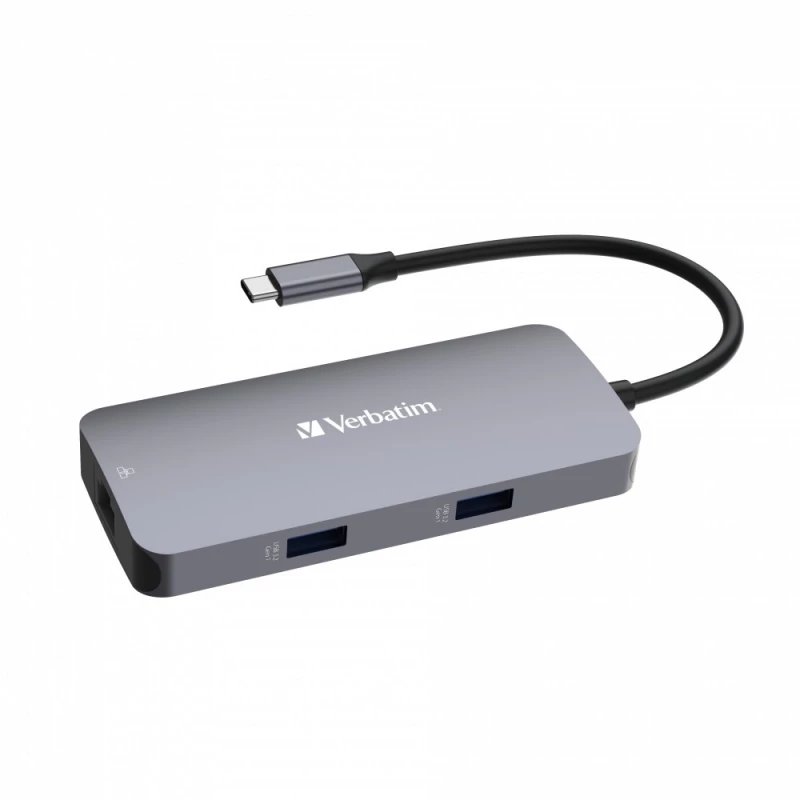 Docking station VERBATIM 5-IN-1 USB-C PRO MULTIPORT HUB CMH-05, 2X USB-A 3.0, UP TO 5GB/S, 1 X USB-C PD, UP TO 100W, HDMI UP TO 4K@60HZ, RJ45 GIGABIT, USB 3.1-C CABLE 15CM, 83G