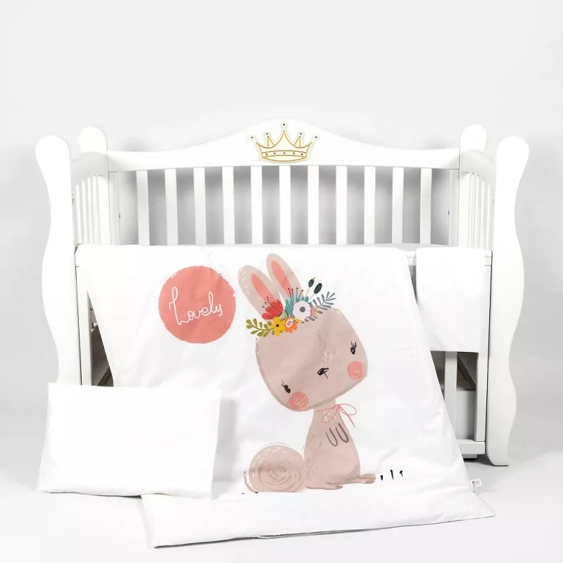 Lenjerie de pat PM SET LENJERIE 3 PIESE PREMIUM IEPURAS ROZ