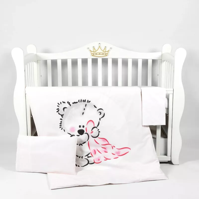 Lenjerie de pat PM SET LENJERIE 3 PIESE TEDDY LOVE PINK