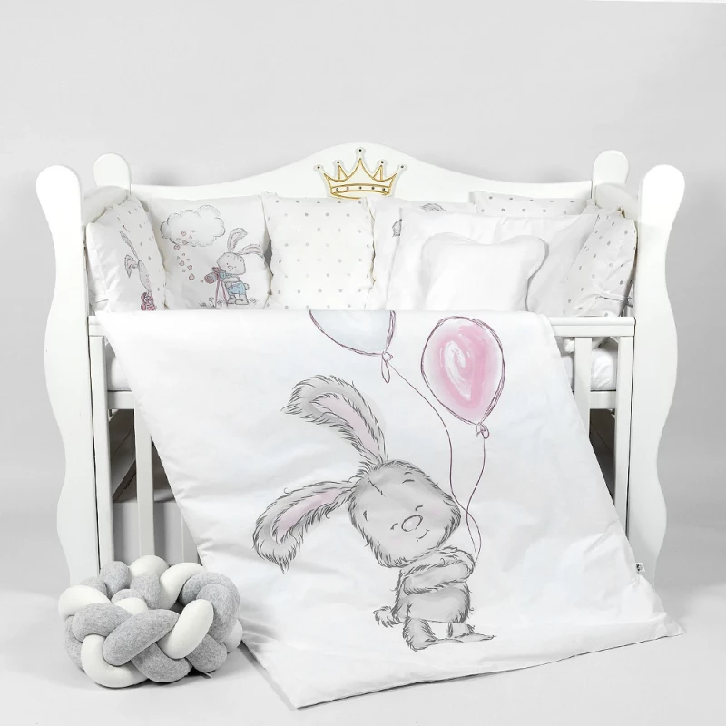 Lenjerie de pat PM SET LENJERIE 8 PIESE COSITA IEPURAS GRI