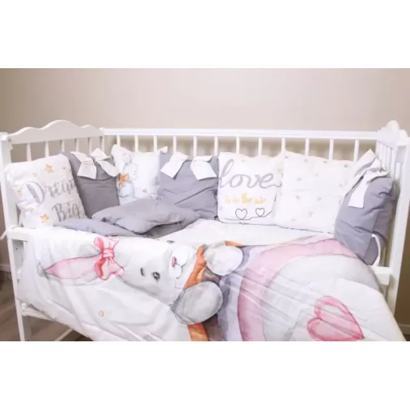 Lenjerie de pat PM SET LENJERIE 8 PIESE PREMIUM IEPURAS GRI