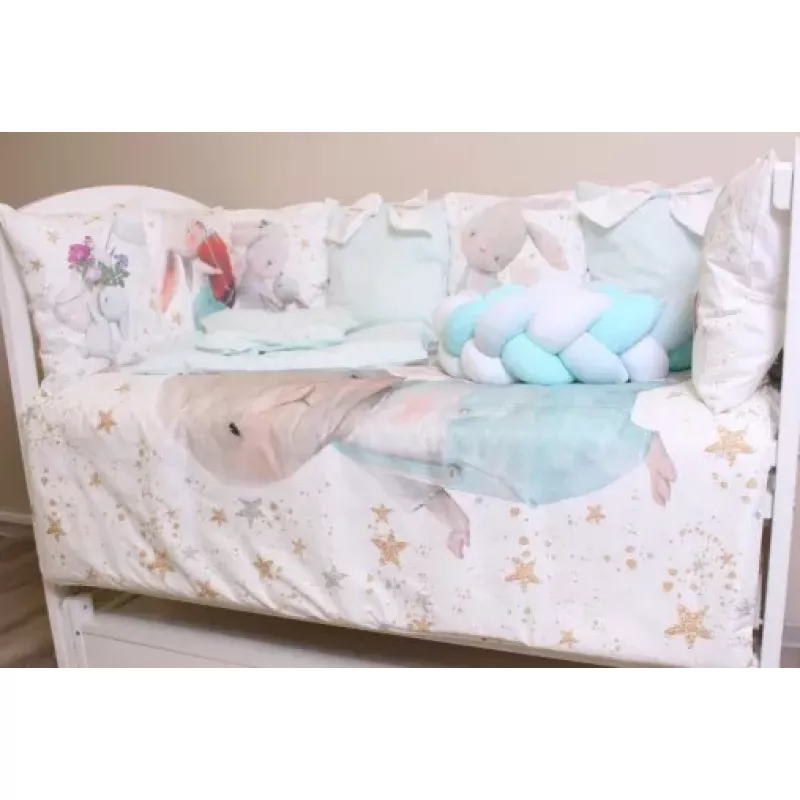 Lenjerie de pat PM SET LENJERIE 8 PIESE COSITA IEPURAS TURCOAZ