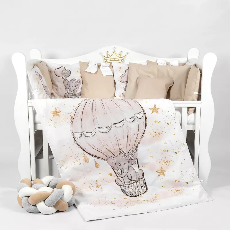 Lenjerie de pat PM SET LENJERIE 8 PIESE COSITA ELEFANT MARO