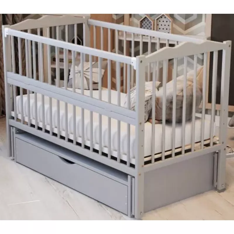 Кроватка PM Patuc Kuzea-Anghelina cu sertar (gri)