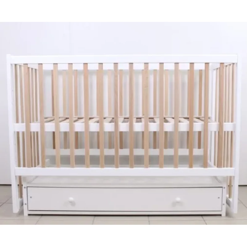 Кроватка PM Patuc Kuzea Sofia cu sertar (alb+natur)