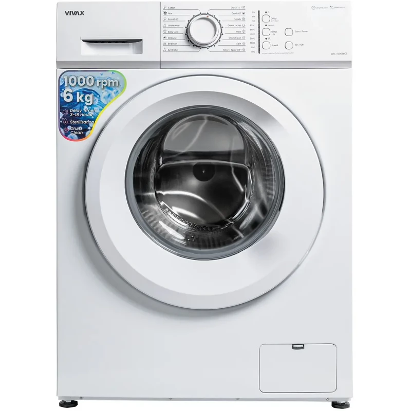 Стиральная машина Vivax WFL-100616CS, 6 кг, 1000 об/мин, 16 программ, Белый, ШхГхВ (см) 60х44х85, Е