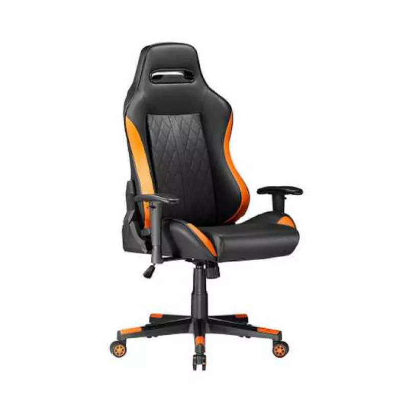 Игровое геймерское кресло Lumi Lumi Premium PVC Diamond Quilted Gaming Chair CH06-31, Black/Orange, PVC Leather, Height Adjustable Armrest, Butterfly Mechanism, Steel Frame, 350mm Nylon Plastic Base, 60mm PU Caster, 80mm Class 3 Gas Lift, Weight Capacity 180 Kg