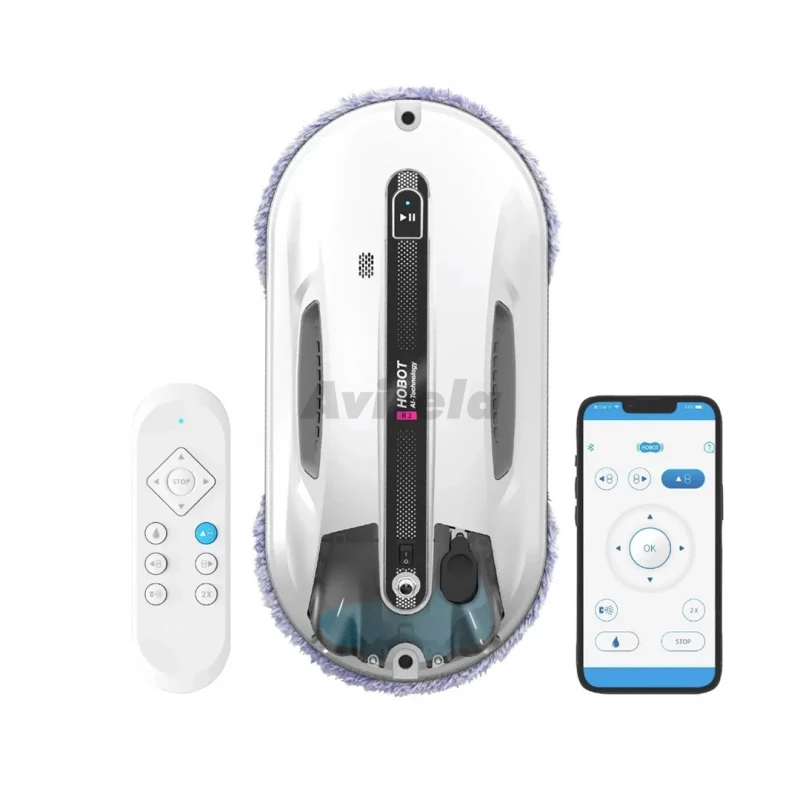 Robot-aspirator Hobot HOBOT Window Cleaning Robot  R3, Dual Ultrasonic Spray, Bio-mimicry Technology, AI Smart Route Plan for Through Cleaning, UPS anti-drop up to 20min, Long Power Cord (4m), Ultra-thin design, Remote control + Control via APP, Safety rope