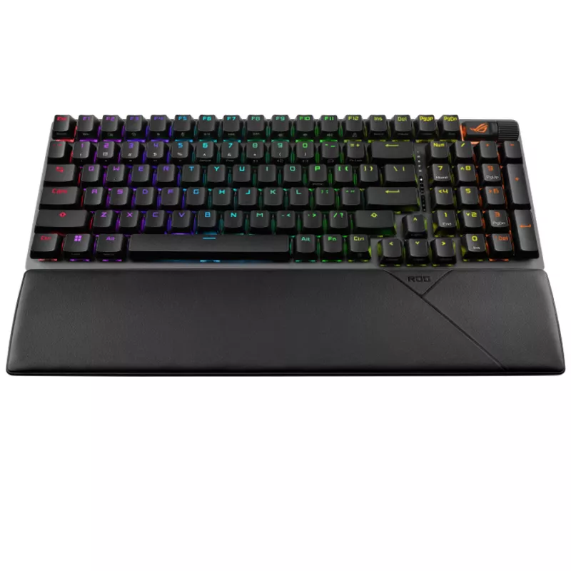 Gaming keyboard ASUS Gaming Wireless Keyboard Asus ROG Strix Scope II 96, Mechanical, NX Linear SW. PBT Doubleshot Keycaps, RGB, Wrist rest, 2m, 2.4+BT+USB, EN/RU, Black