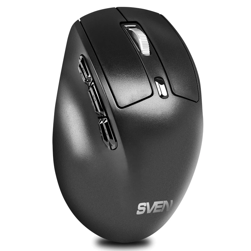Mouse wireless SVEN WIRELESS MOUSE  RX-470W, 1200-2400 DPI, 11 BUTTONS, ERGONOMIC, 45° TILT, OLED DISPLAY, PROGRAMMABLE, 114G., 500MAH, 2.4GHZ+BT, BLACK