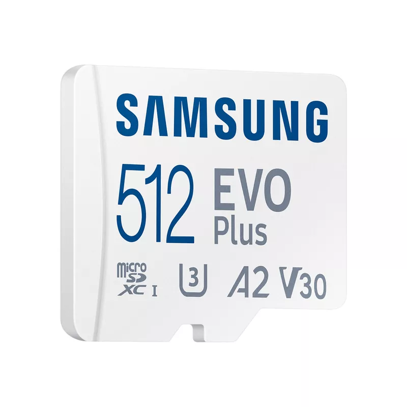 Карта памяти Samsung .512GB MICROSD (CLASS 10) UHS-I (U3) +SD ADAPTER,  EVO PLUS 2024 "MB-MC512SA" (R:160MB/S)