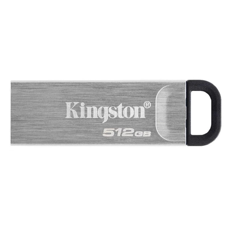 Флешка KINGSTON 512GB USB3.2 FLASH DRIVE  DATATRAVELER KYSON, SILVER, METAL CASE, KEY RING (DTKN/512GB) (R/W:200/60MB/S)