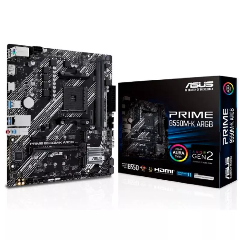 Материнская плата ASUS ASUS PRIME B550M-K ARGB AMD B550, AM4, Dual DDR4 5100MHz, PCI-E 4.0/3.0 x16, Display Port 1.4/HDMI 2.1, USB 3.2, SATA RAID 6Gb/s, 2xM.2 x4 Socket, M.2 support PCIe 4.0 x4, SB 8-Ch., GigabitLAN, Aura Sync RGB Lighting (placa de baza/материнская плата)