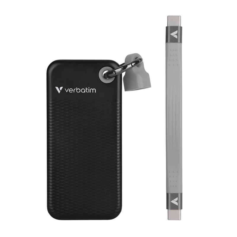 Жёсткий диск внешний VERBATIM M.2 EXTERNAL SSD 1.0TB  POCKET USB 3.2 GEN 2, BLACK/GREY, USB-C, SEQUENTIAL READ/WRITE: UP TO 1000/1000 MB/S, WINDOWS®, MAC, KEYRING AND CABLE HOLDER, PORTABLE, COMPACT, RUGGED AND PERFECT FOR TRAVEL, ULTRA-LIGHTWEIGHT, CLOTH BAG, NERO BACKU